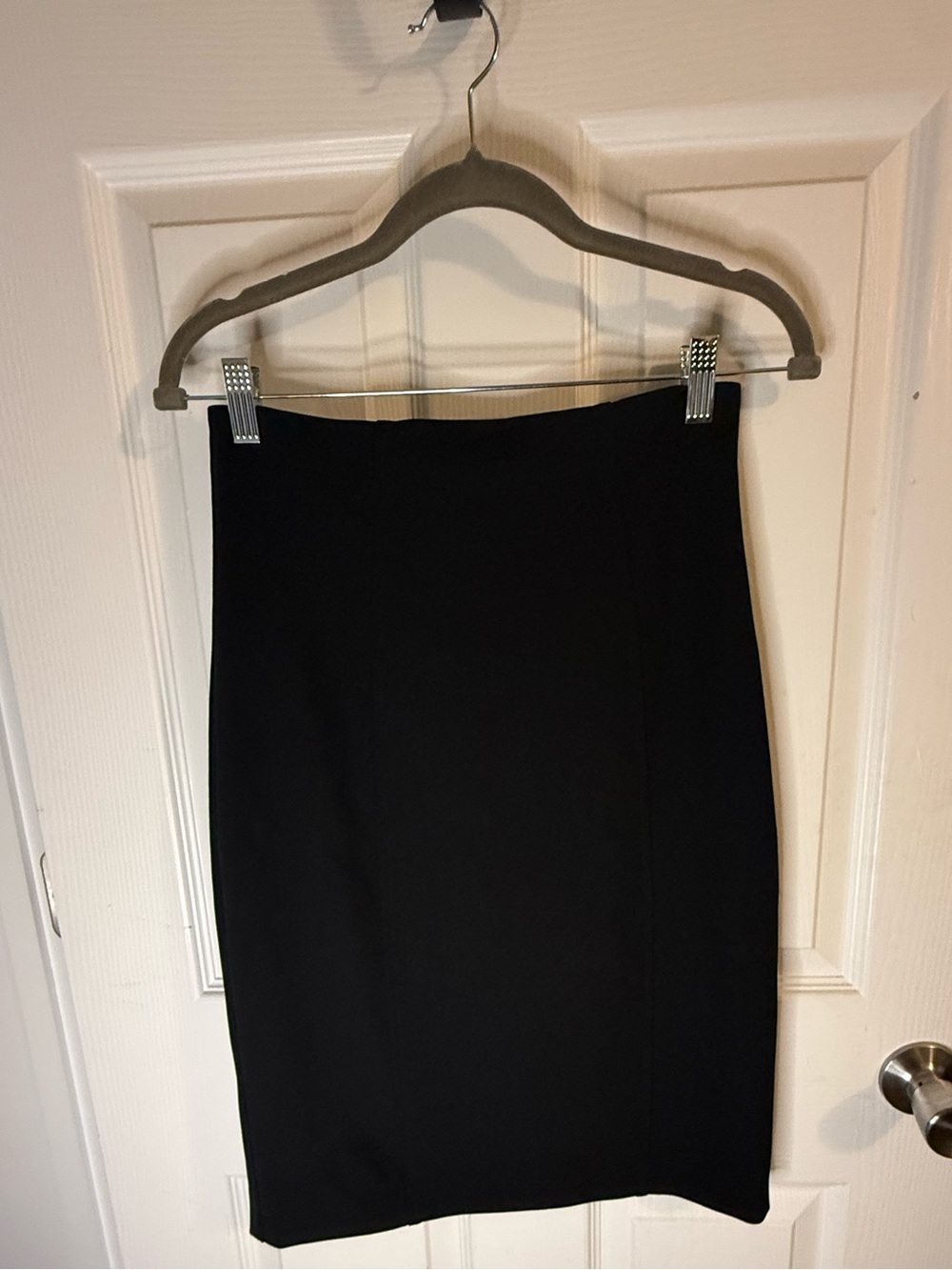 Express Pitch Black High Waist Pencil Skirt Size 4 Back Slit Stretch